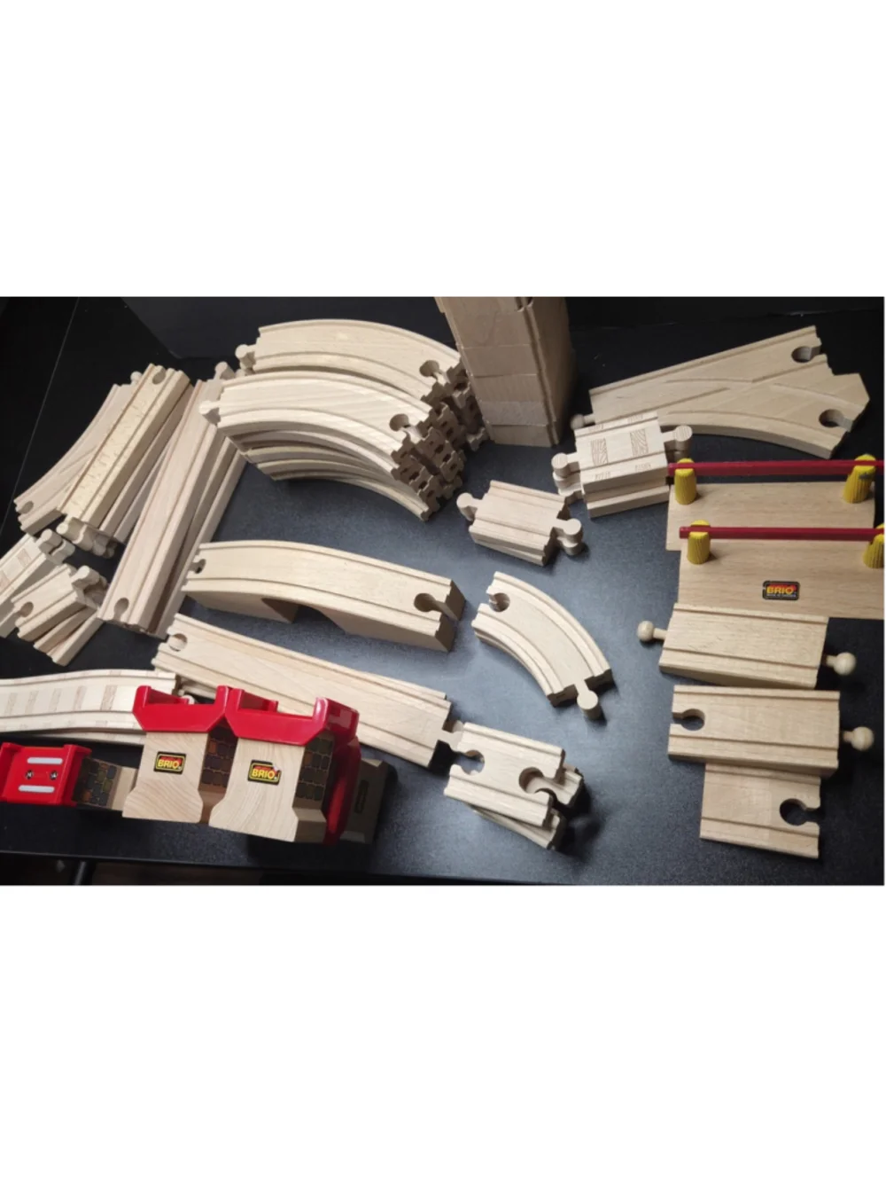 BRIO Wooden Railway Track Lot 62 Pc Switches Bridge Supports Curved Straight